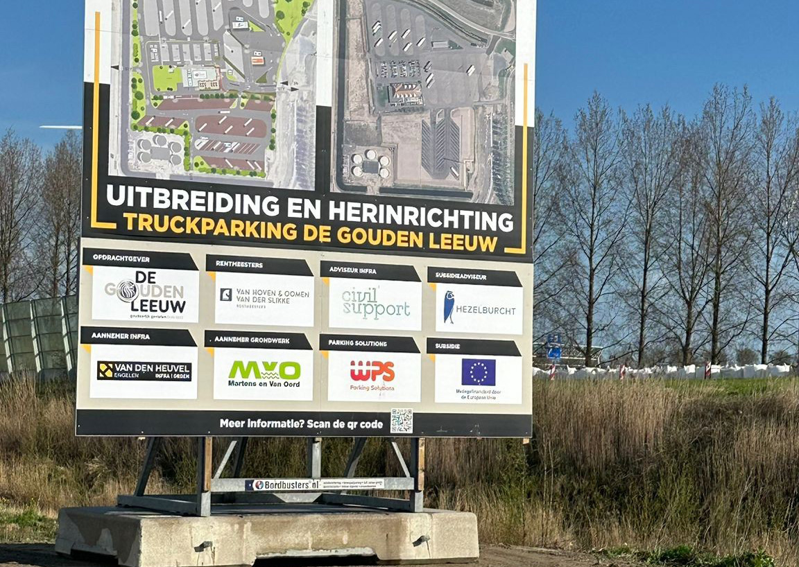 De Gouden Leeuw bouwbord met partners